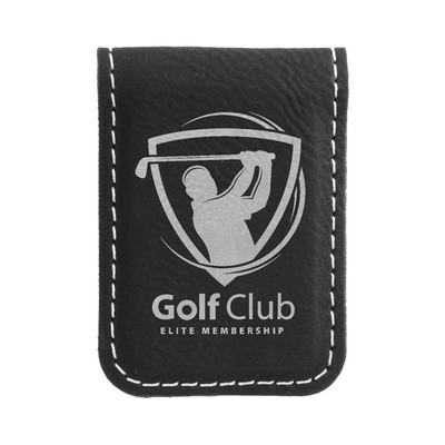 Black & Silver Leatherette Money Clip