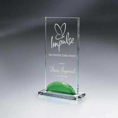 Tall Optic Crystal Green Gemstone Award