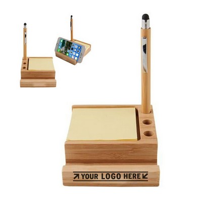 Bamboo Desk Organizer w/Phone Holder
